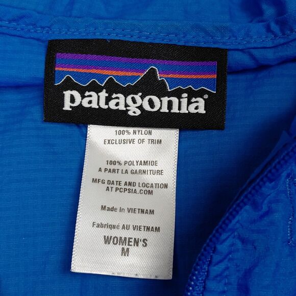 Patagonia Houdini Jacket Womens Medium Blue Windbreaker Hooded Ultra Lightweight - Picture 4 of 6